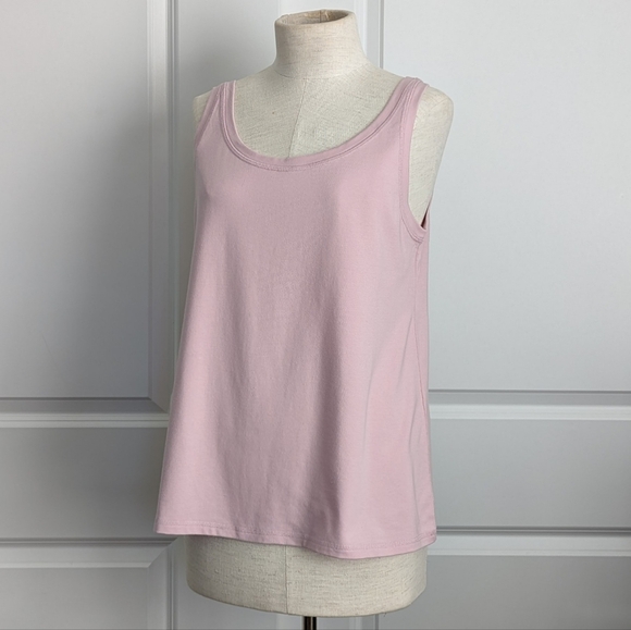 Eileen Fisher Tank Organic Cotton Stretch Jersey Scoop Neck Light Plum L NWT - Picture 9 of 12
